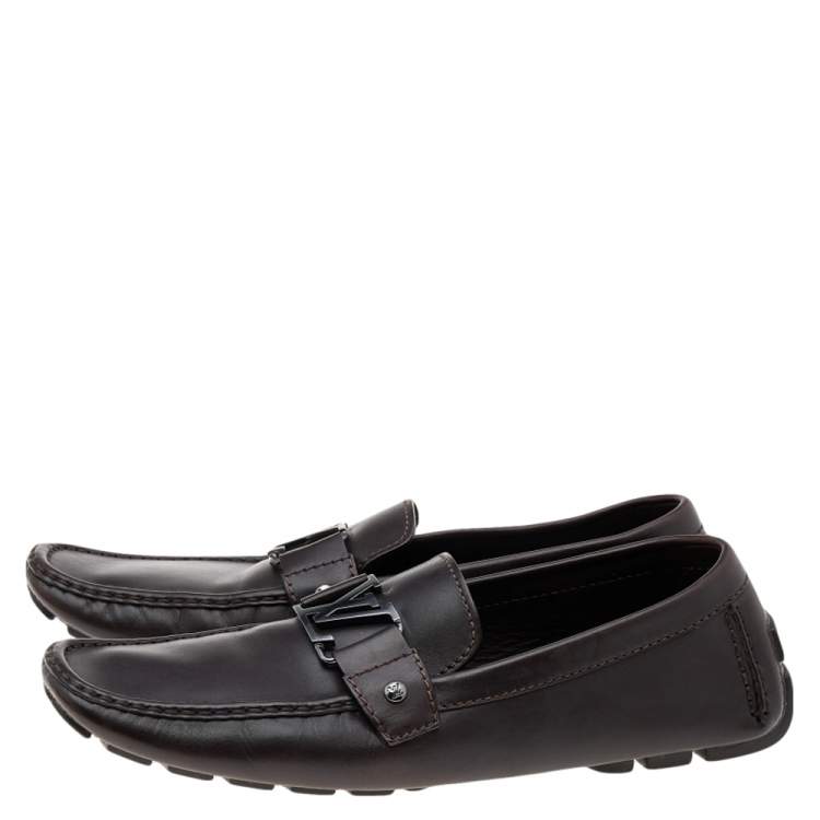 Pre Owned Louis Vuitton Dark Brown Monte Carlo Loafers Size 44.5