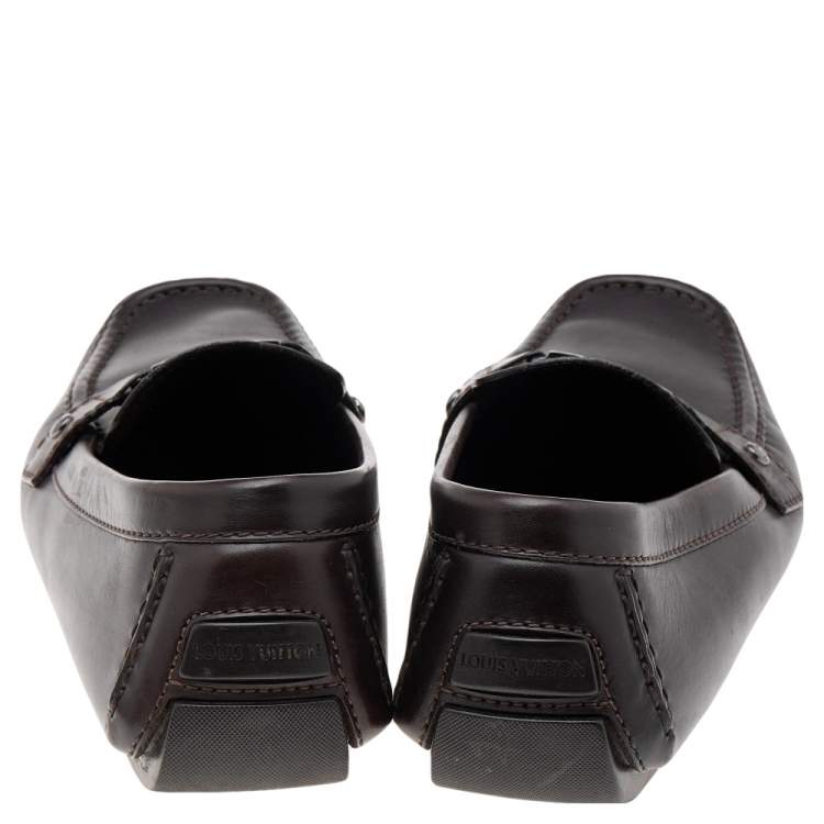 Pre Owned Louis Vuitton Dark Brown Monte Carlo Loafers Size 44.5
