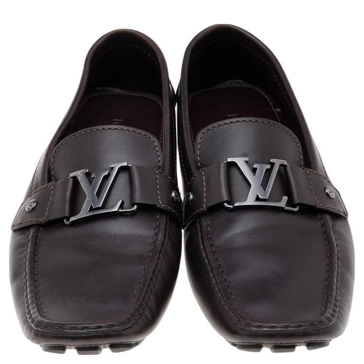 Pre Owned Louis Vuitton Dark Brown Monte Carlo Loafers Size 44.5