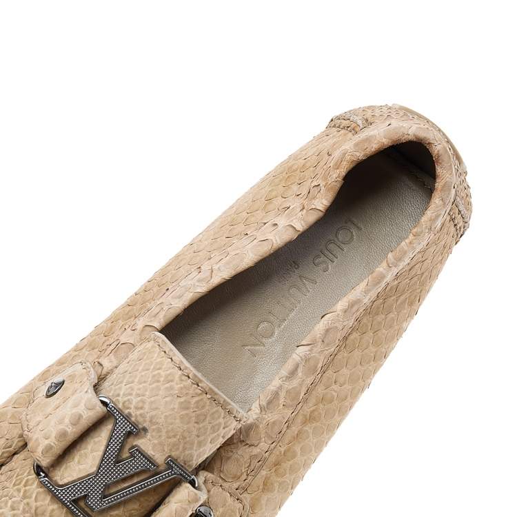 Pre Owned Louis Vuitton Beige Python Leather Monte Carlo Loafers Size 44
