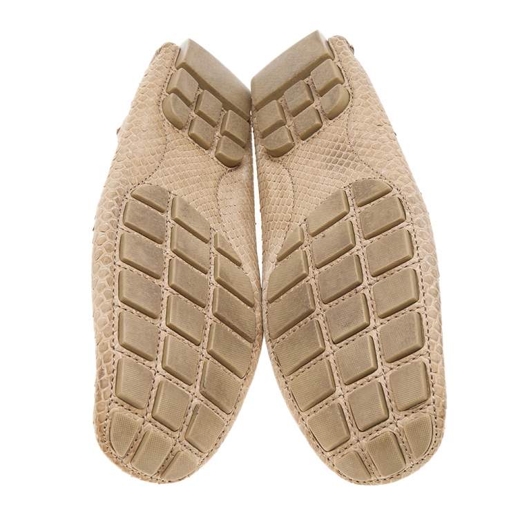 Pre Owned Louis Vuitton Beige Python Leather Monte Carlo Loafers Size 44