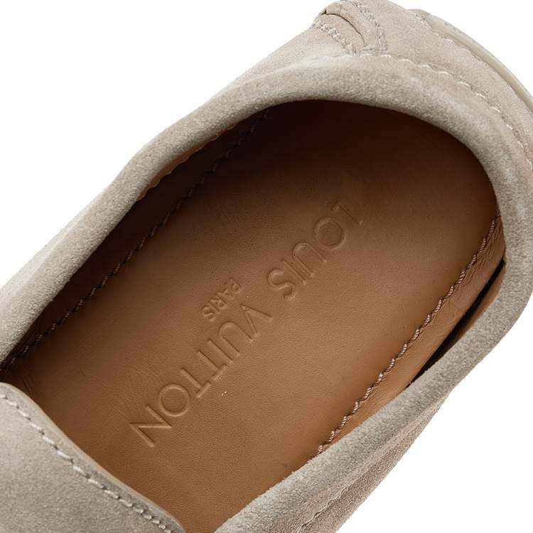 Pre Owned Louis Vuitton Grey Suede Monte Carlo Loafers Size 41