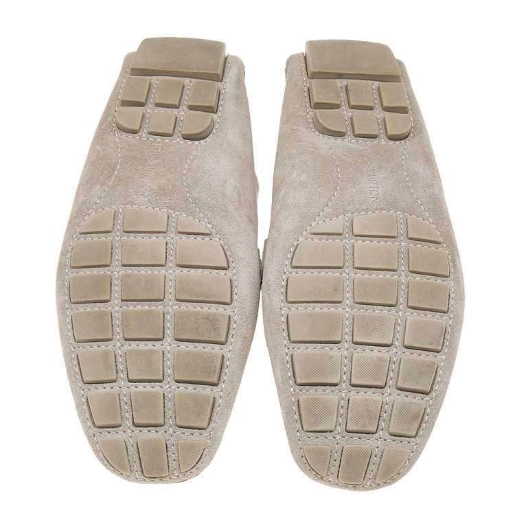 Pre Owned Louis Vuitton Grey Suede Monte Carlo Loafers Size 41