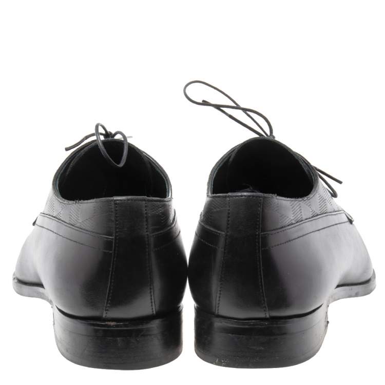 Pre Owned Louis Vuitton Black Damier Embossed Leather Lace-Up Derby Size 43