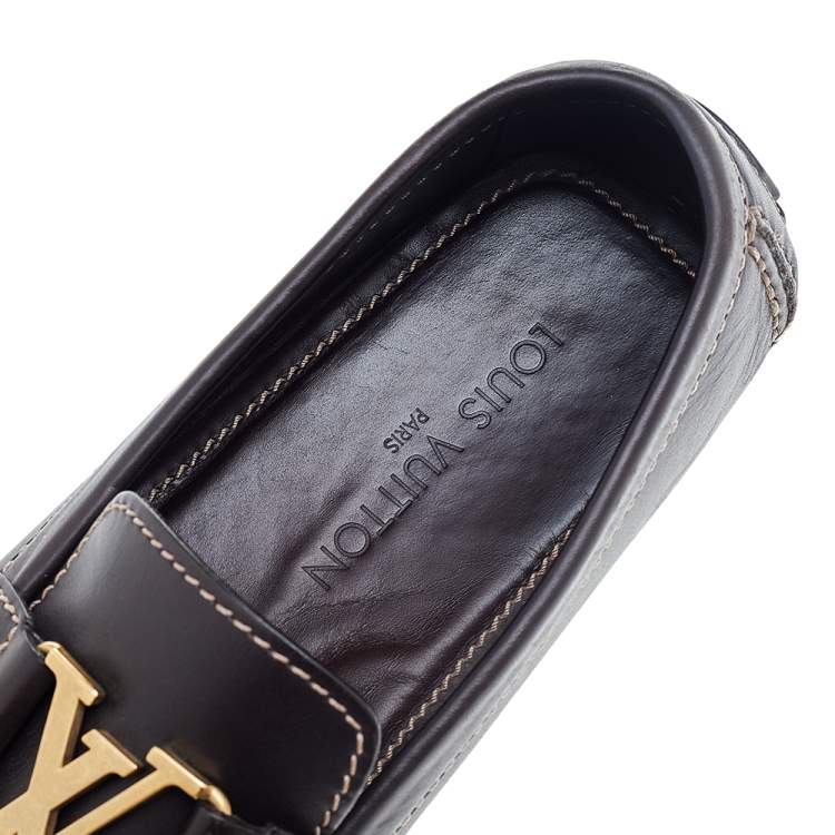 Pre Owned Louis Vuitton Brown Leather Monte Carlo Slip On Loafers Size 43.5