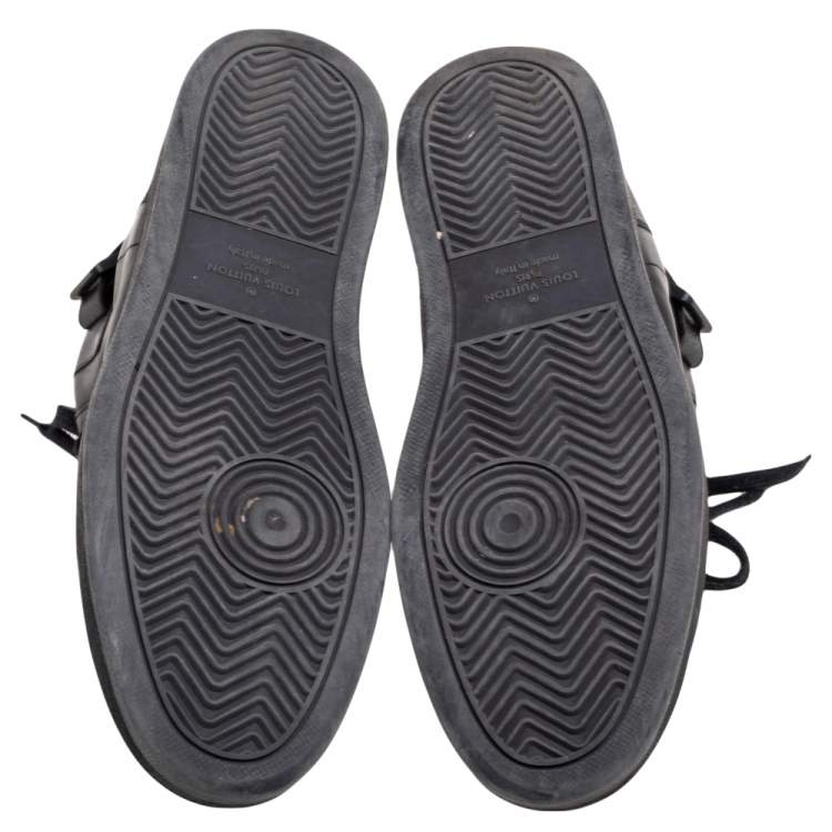 Pre Owned Louis Vuitton Black Monogram Canvas and Leather Rivoli Sneaker Boots Size 43.5
