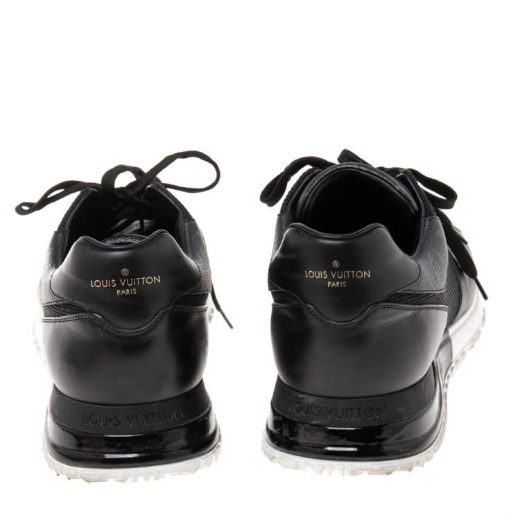 Pre Owned Louis Vuitton Black Mesh And Monogram Canvas Run Away  Sneakers Size 45