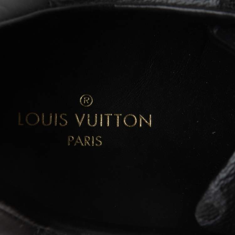 Pre Owned Louis Vuitton Black Mesh And Monogram Canvas Run Away  Sneakers Size 45