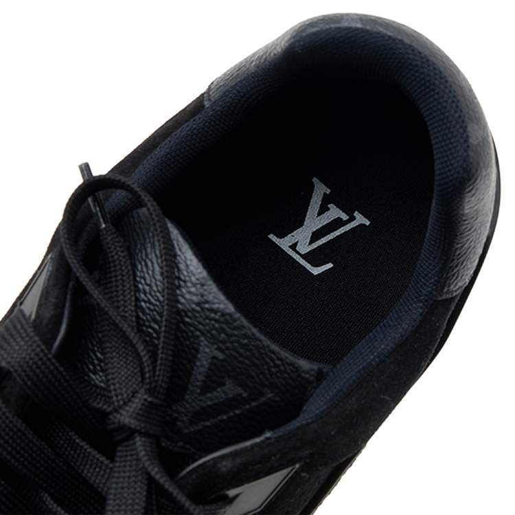 Pre Owned Louis Vuitton Monogram Eclipse Canvas and Suede LV Trainer Sneakers Size 42