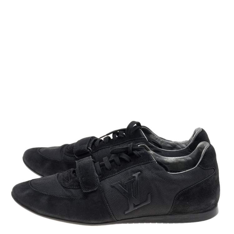 Pre Owned Louis Vuitton Black Fabric And Suede Low Top Sneakers Size 43