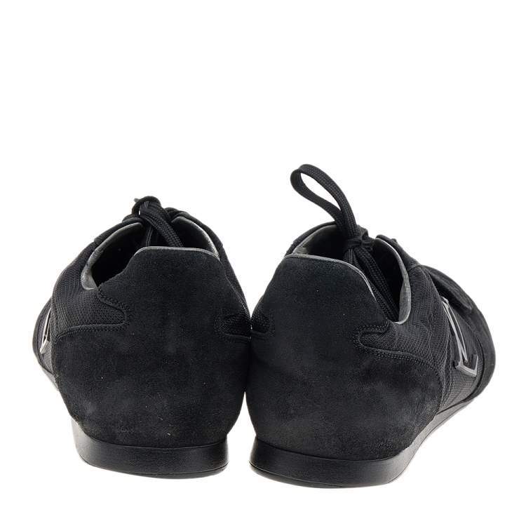 Pre Owned Louis Vuitton Black Fabric And Suede Low Top Sneakers Size 43