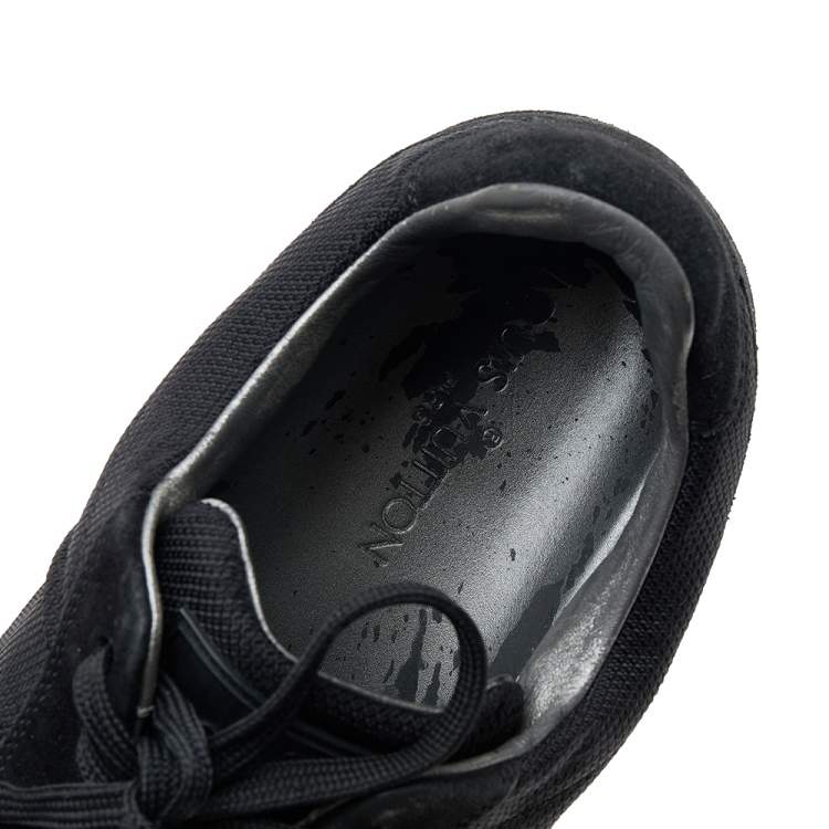 Pre Owned Louis Vuitton Black Fabric And Suede Low Top Sneakers Size 43