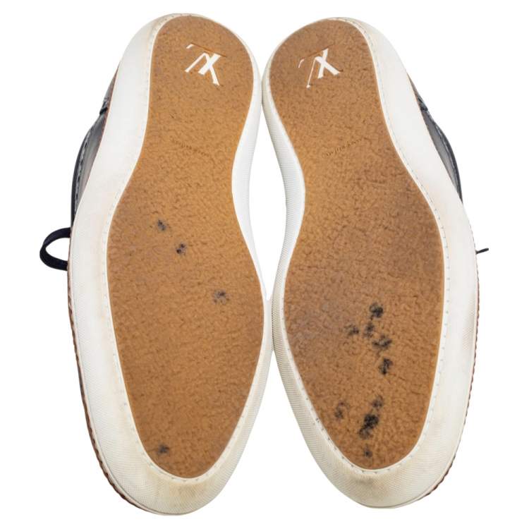 Pre Owned Louis Vuitton Blue Brogue Leather Oxford Lace Up Sneakers Size 43