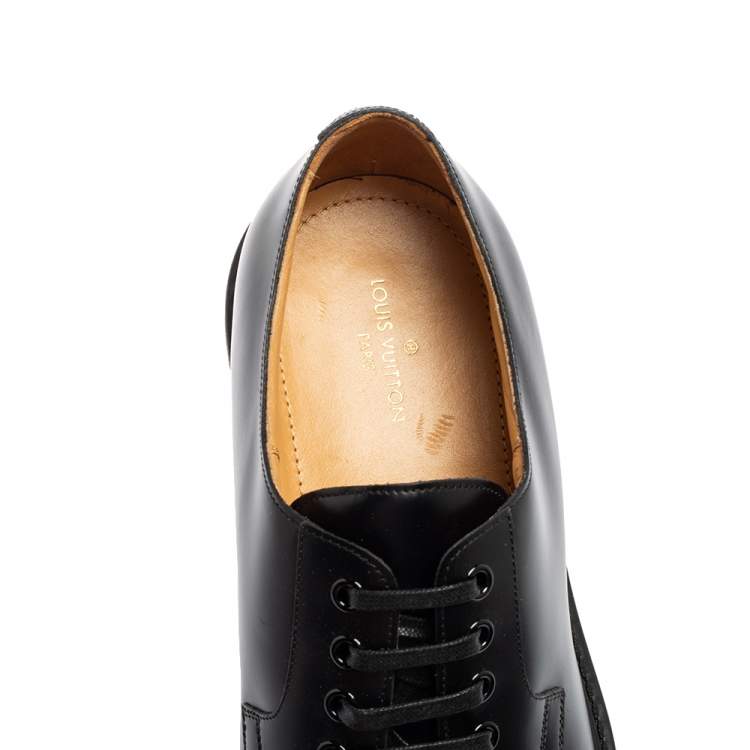 Pre Owned Louis Vuitton Black Leather Lace-Up Derby Size 41.5 