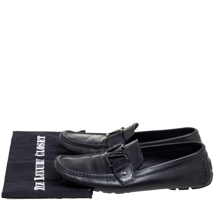 Pre Owned Louis Vuitton Black Leather Monte Carlo Loafers Size 42