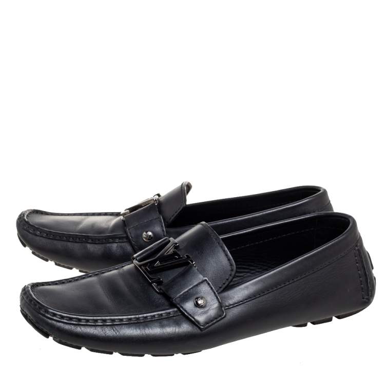 Pre Owned Louis Vuitton Black Leather Monte Carlo Loafers Size 42