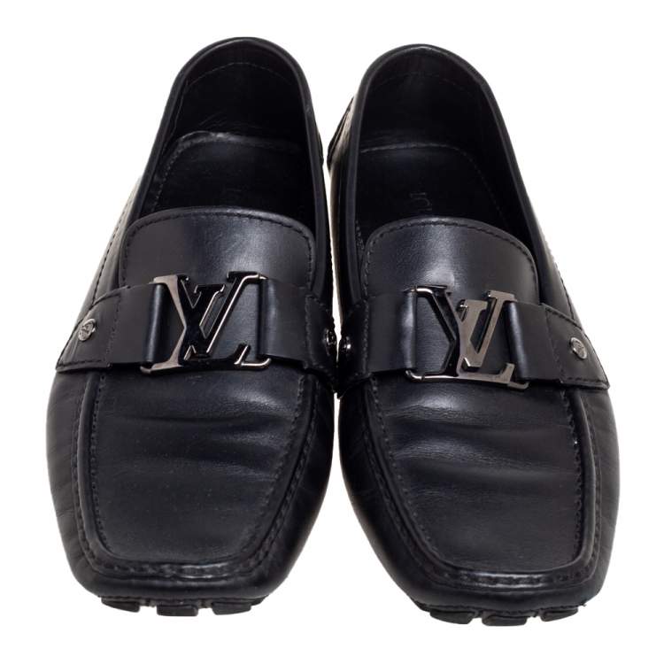 Pre Owned Louis Vuitton Black Leather Monte Carlo Loafers Size 42