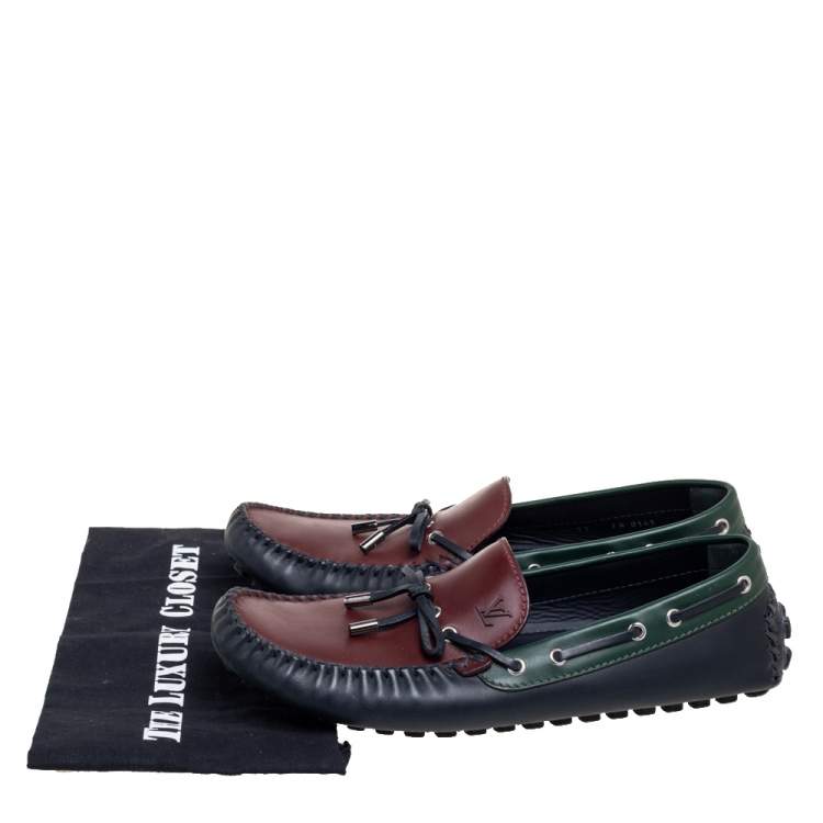 Pre Owned Louis Vuitton Tricolor Leather Arizona Loafers Size 45