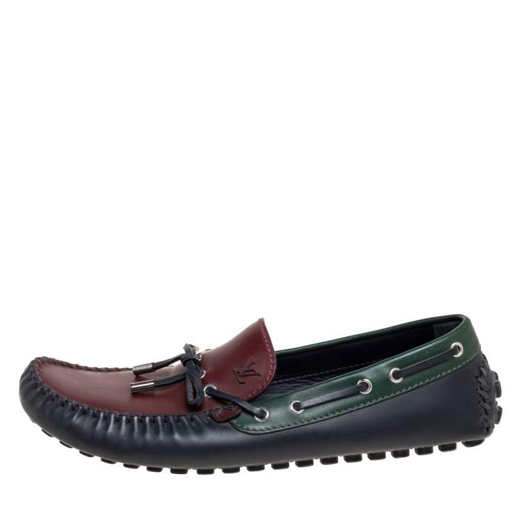 Pre Owned Louis Vuitton Tricolor Leather Arizona Loafers Size 45