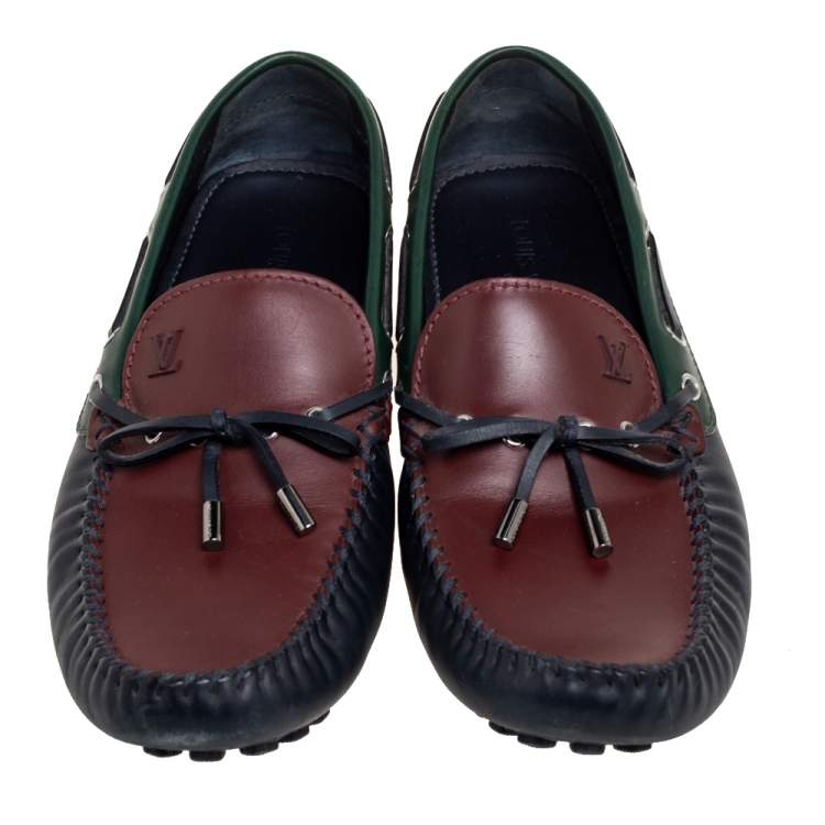 Pre Owned Louis Vuitton Tricolor Leather Arizona Loafers Size 45