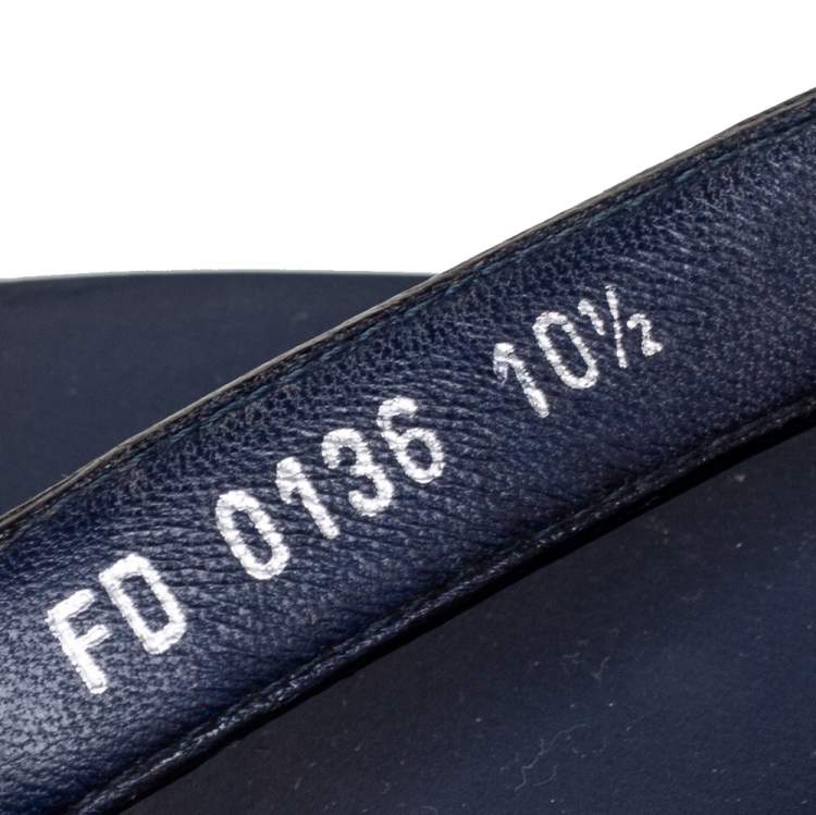 Pre Owned Louis Vuitton Navy Blue Leather Molitor Thong Flats Size 44.5