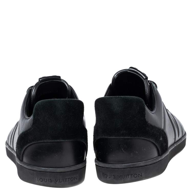 Pre Owned Louis Vuitton Black Leather and Suede Fuselage Low-Top Sneakers Size 42