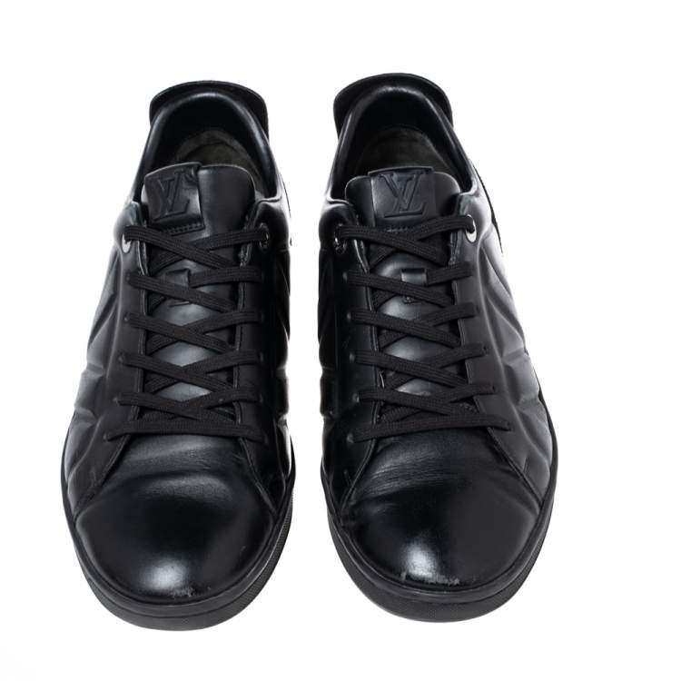 Pre Owned Louis Vuitton Black Leather and Suede Fuselage Low-Top Sneakers Size 42