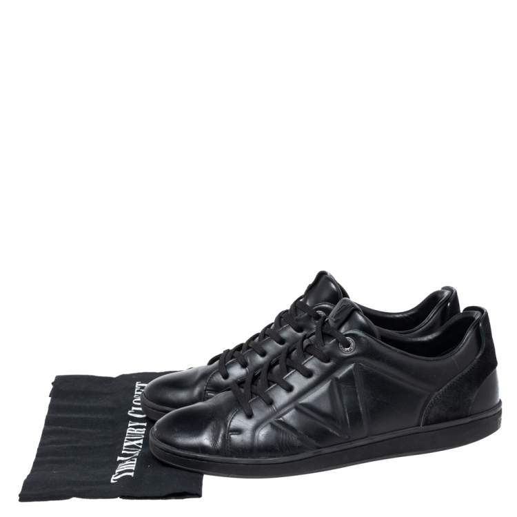 Pre Owned Louis Vuitton Black Leather and Suede Fuselage Low-Top Sneakers Size 42