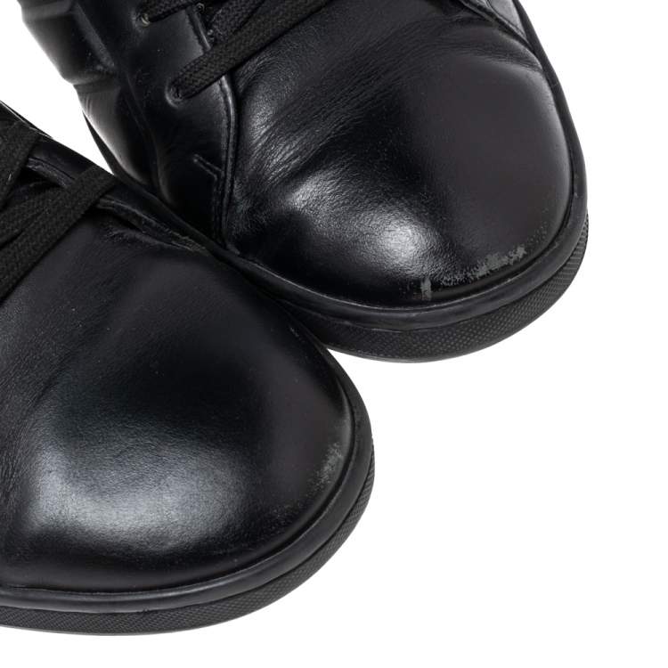 Pre Owned Louis Vuitton Black Leather and Suede Fuselage Low-Top Sneakers Size 42