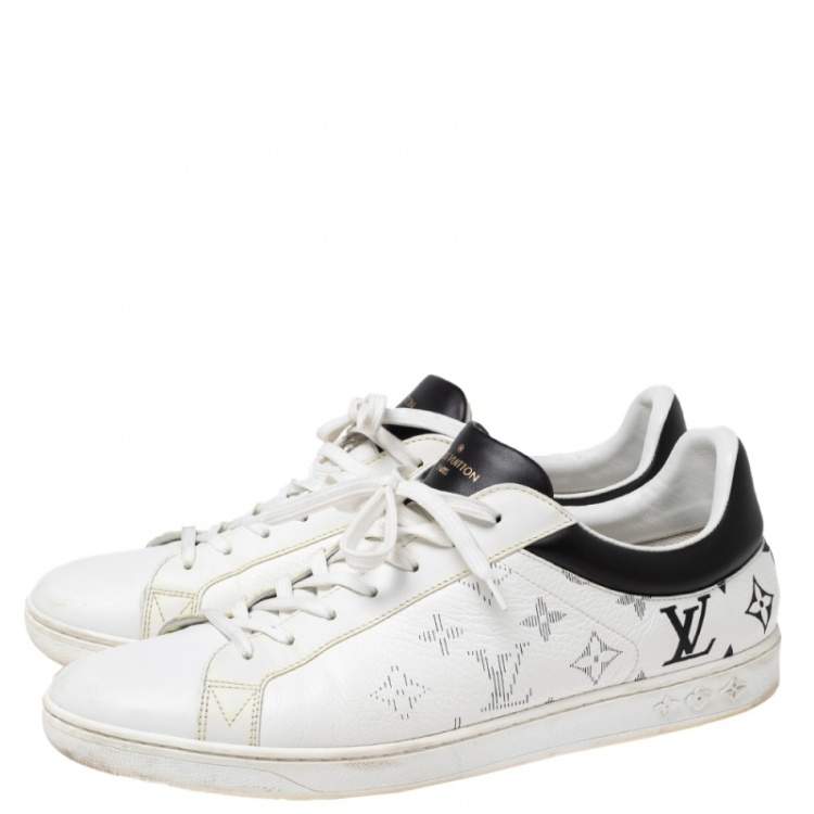 Pre Owned Louis Vuitton White/Black Gradient Monogram Leather Luxembourg Sneakers Size 43