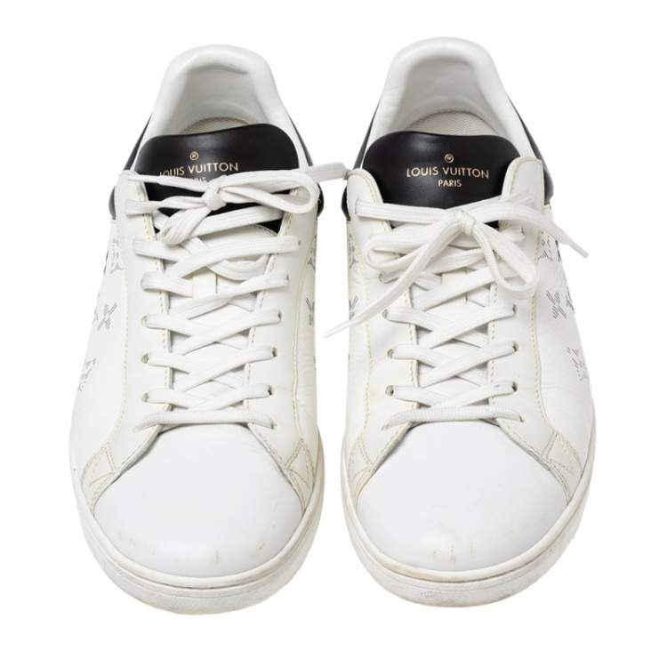 Pre Owned Louis Vuitton White/Black Gradient Monogram Leather Luxembourg Sneakers Size 43