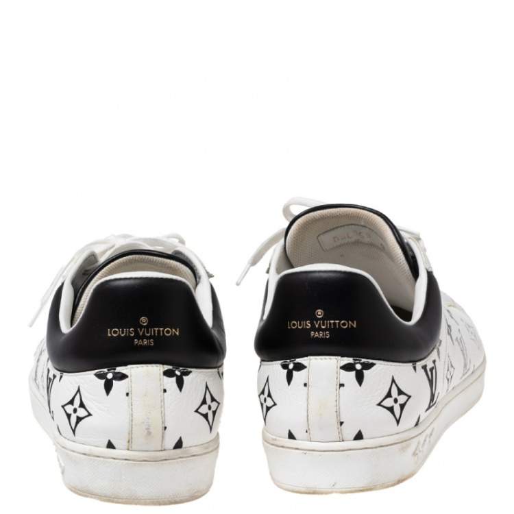 Pre Owned Louis Vuitton White/Black Gradient Monogram Leather Luxembourg Sneakers Size 43