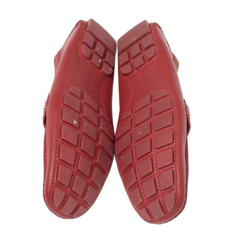 Pre Owned Louis Vuitton Red Leather Monte Carlo Loafers Size 44.5