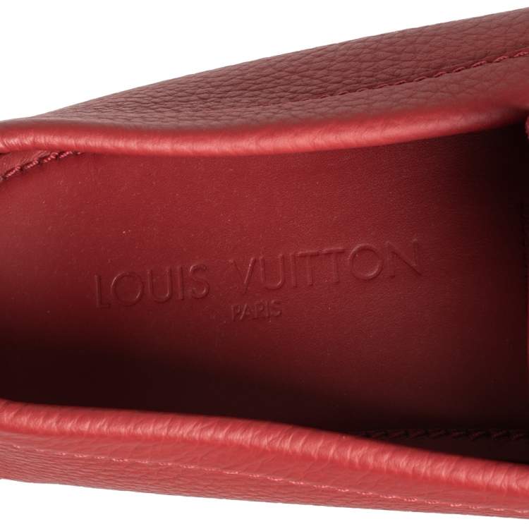 Pre Owned Louis Vuitton Red Leather Monte Carlo Loafers Size 44.5