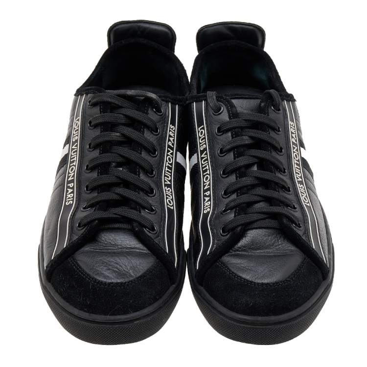 Pre Owned Louis Vuitton Black Suede And Leather Cosmos Low Top Sneakers Size 41