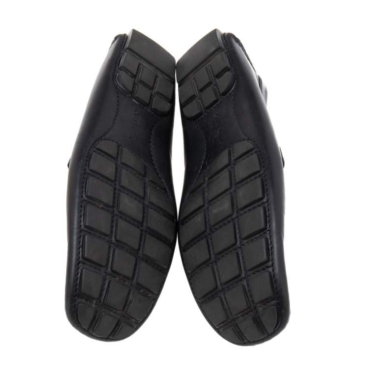 Pre Owned Louis Vuitton Black Leather Monte Carlo Slip On Loafer Size 42.5