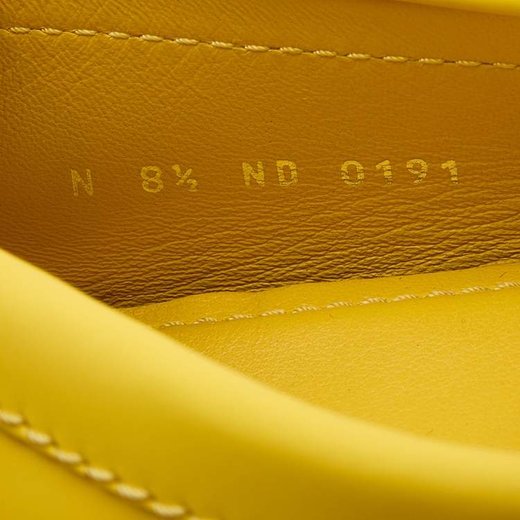 Pre Owned Louis Vuitton Yellow Leather Hockenheim Slip On Loafers Size 42.5