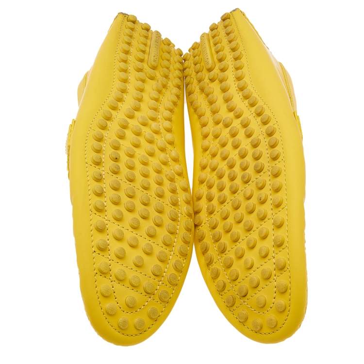 Pre Owned Louis Vuitton Yellow Leather Hockenheim Slip On Loafers Size 42.5