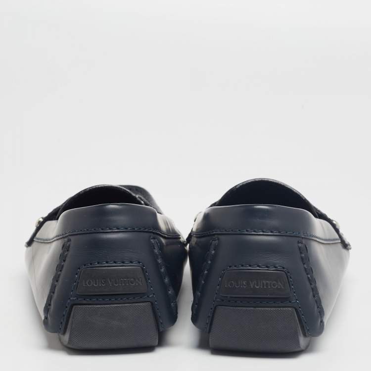 Pre Owned Louis Vuitton Midnight Blue Leather Monte Carlo Loafers Size 42