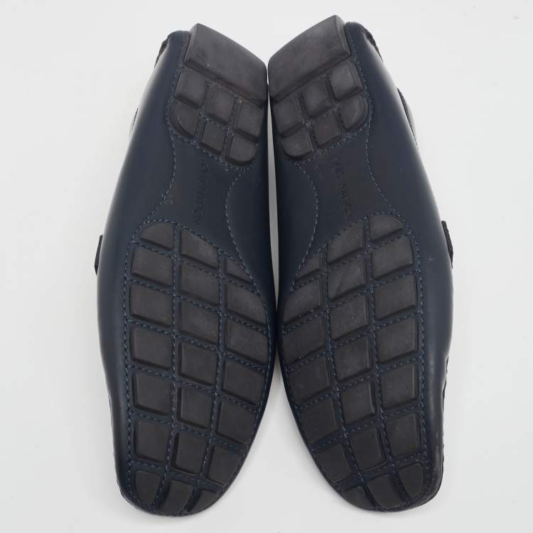 Pre Owned Louis Vuitton Midnight Blue Leather Monte Carlo Loafers Size 42