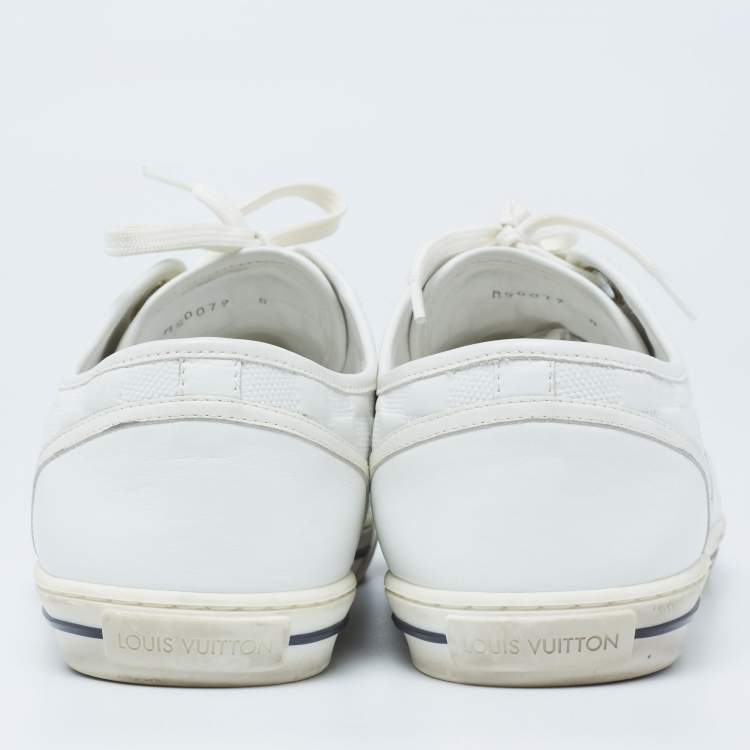 Pre Owned Louis Vuitton White Damier Leather Offshore Low-Top Sneakers Size 42