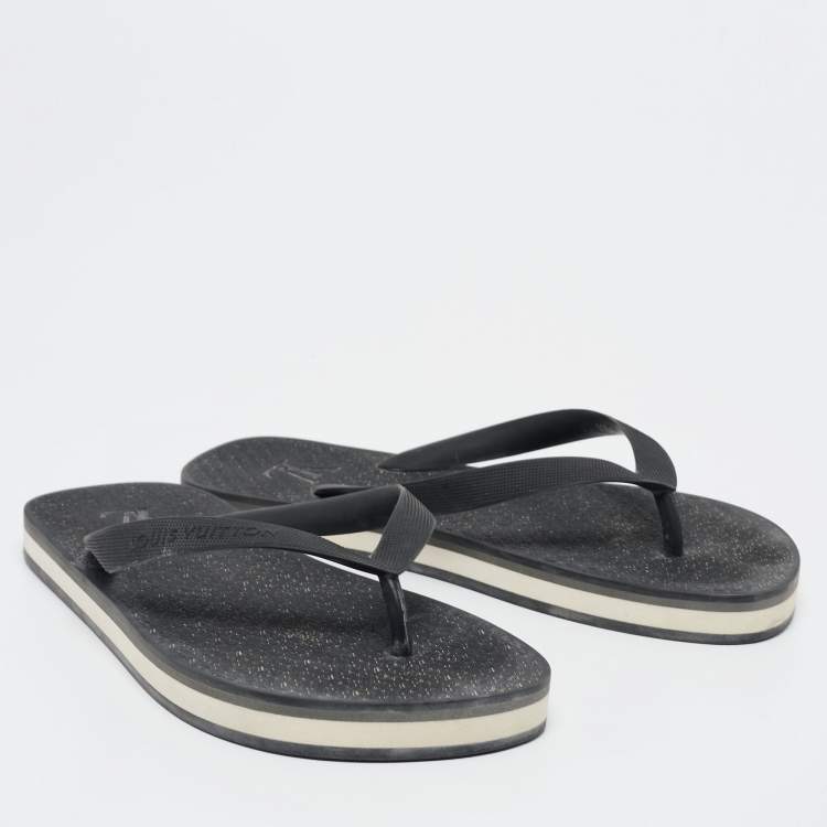 Pre Owned Louis Vuitton Black Rubber Thong Flat Sandals Size  40.5