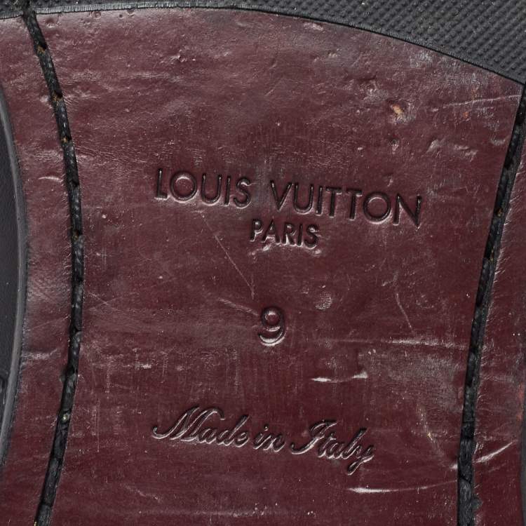 Pre Owned Louis Vuitton Black Damier Embossed Leather Lace-Up Derby Size 43