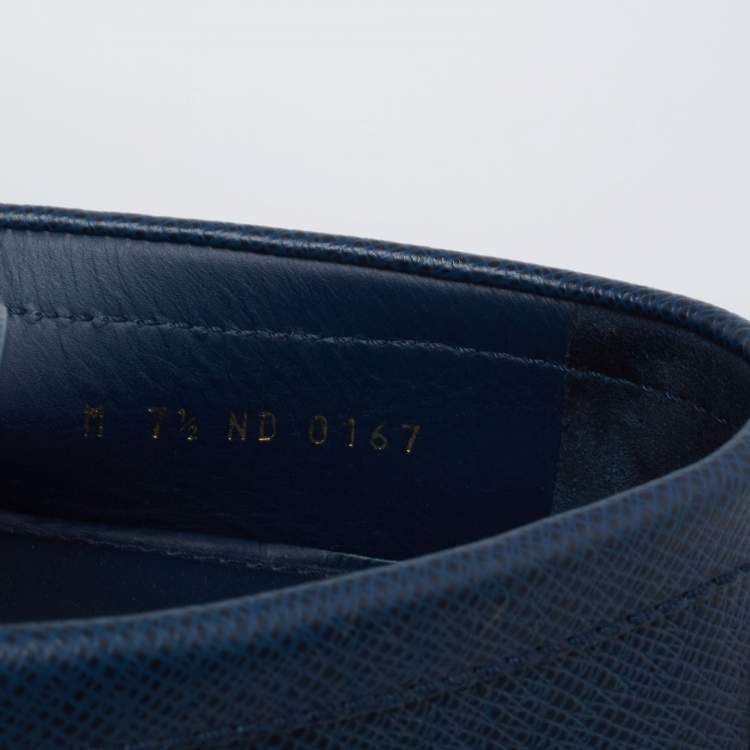 Pre Owned Louis Vuitton Blue Leather Monte Carlo Loafers Size 41.5