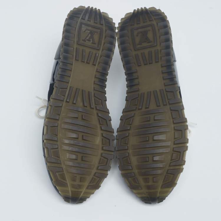 Pre Owned Louis Vuitton Black Mesh and Leather Run Away Lace Up Sneakers Size 42