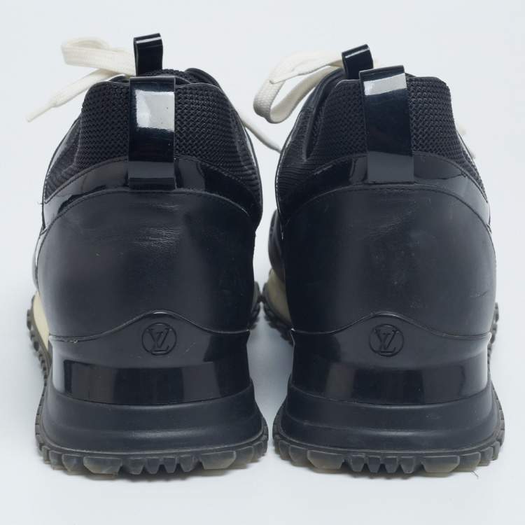 Pre Owned Louis Vuitton Black Mesh and Leather Run Away Lace Up Sneakers Size 42