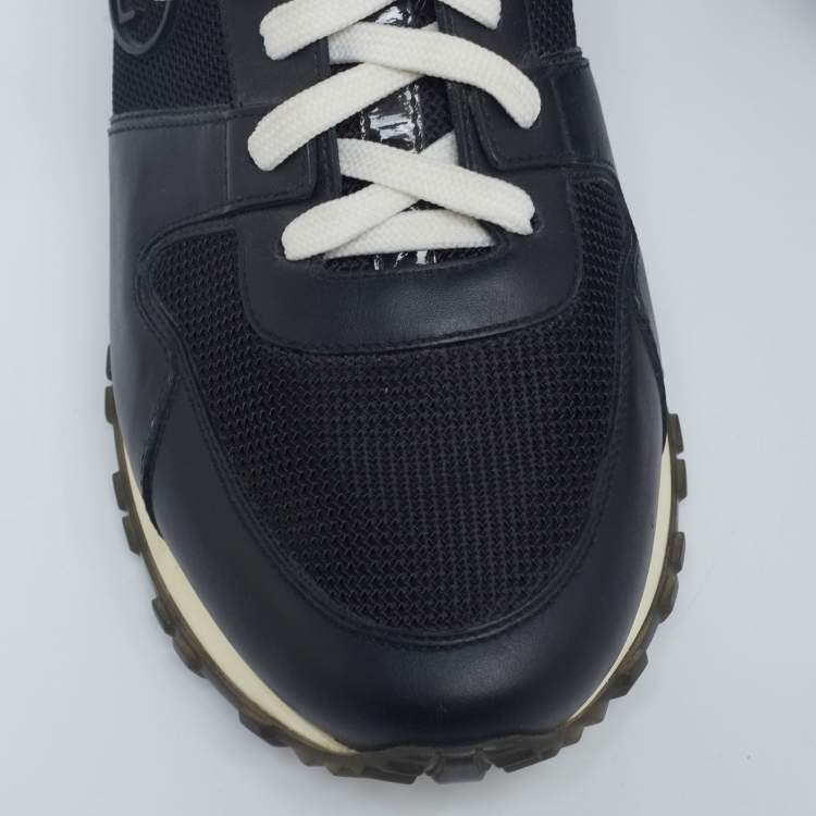 Pre Owned Louis Vuitton Black Mesh and Leather Run Away Lace Up Sneakers Size 42