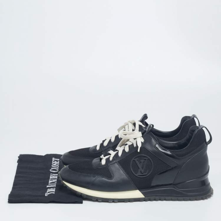 Pre Owned Louis Vuitton Black Mesh and Leather Run Away Lace Up Sneakers Size 42