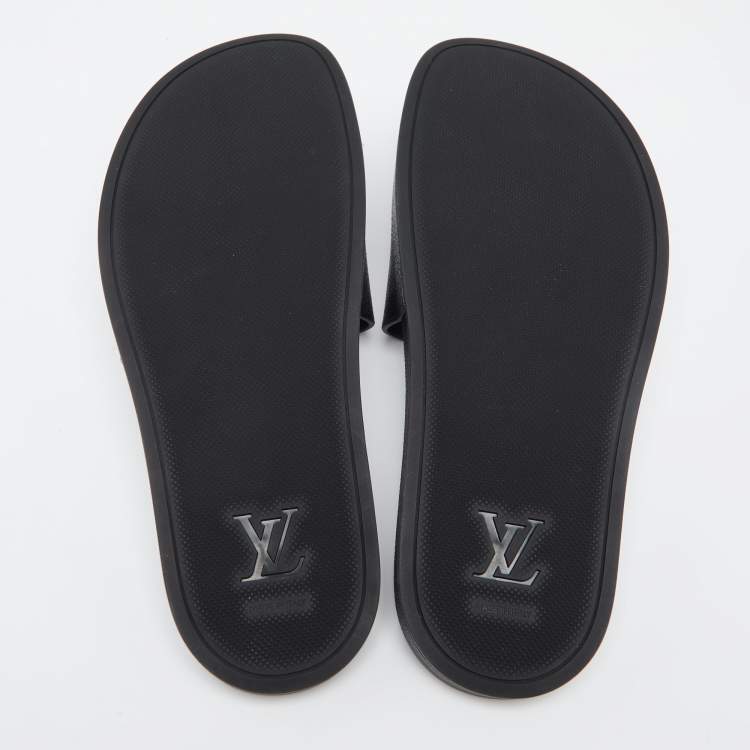 Pre Owned Louis Vuitton Black Damier  Canvas Waterfront Sclipse Flat Sandals Size 42.5  