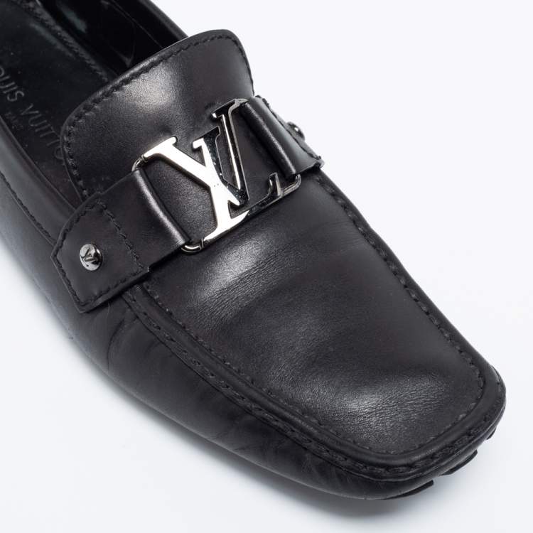 Pre Owned Louis Vuitton Black Leather Monte Carlo Loafers Size 43